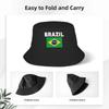 Brazil Flag Bucket Hat  Hawaii Fisherman Caps For Women Funny Beach Travel Sun Hats Foldable Custom Cap