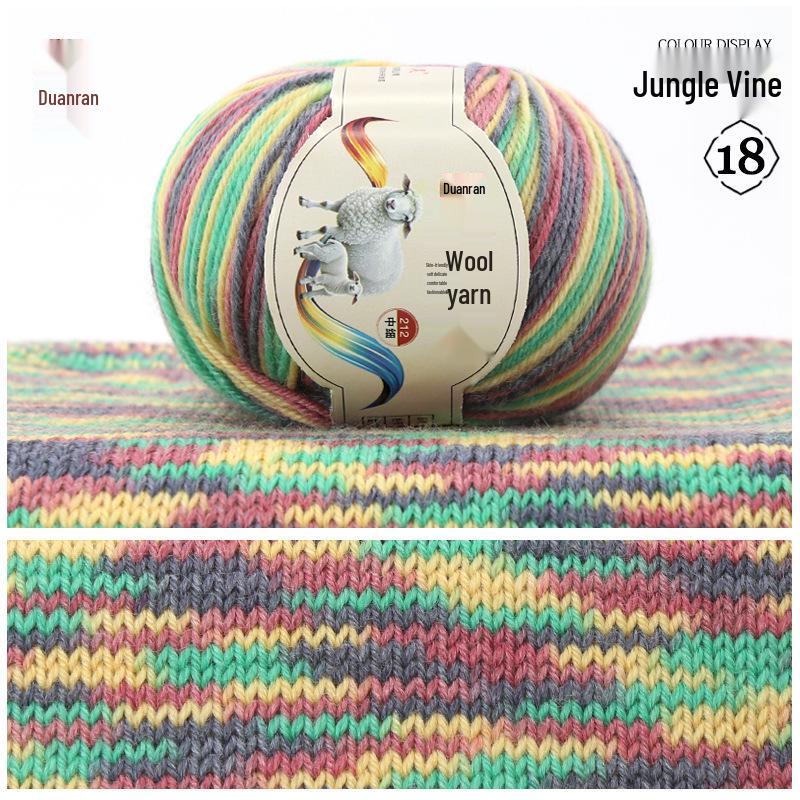 Rainbow Gradient Wool Yarn for Hand-Knitted Sweaters, Baby Hats, and Scarves