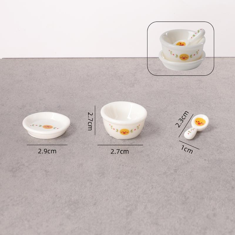 3Pcs 1/12 Dollhouse Mini Instant Noodles Bowl Plates Dishes Model Simulation Kitchen Decoration Doll House Pretend Play Toys