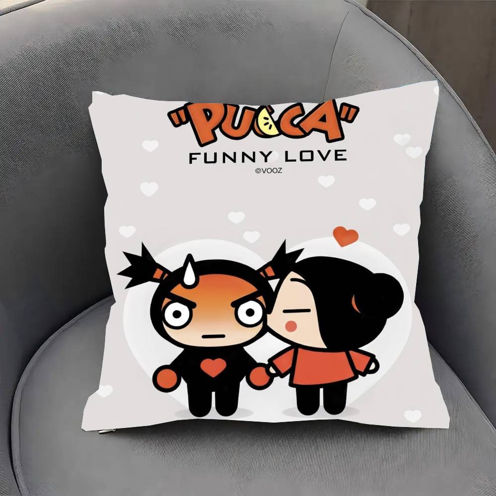 PPucca Cute Cartoon Pillow Case Fashion Square Pillowcase Bedroom Sofa Room Ins Decoration Leisure