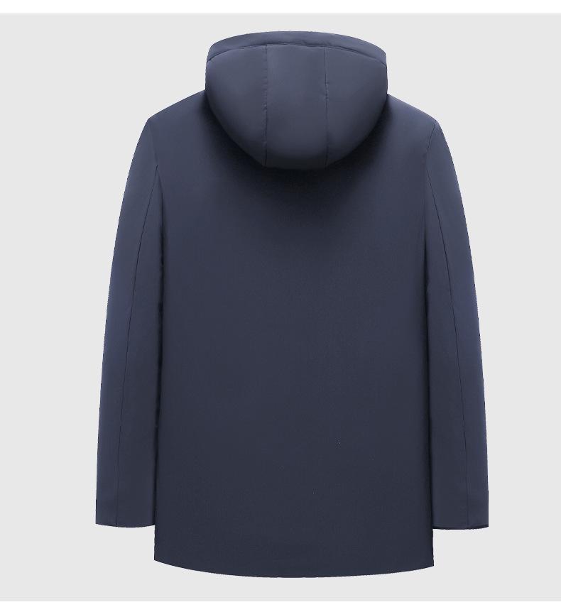 Men's Winter Cotton Jacket with Detachable Hood, Cold-proof and Warm Outerwear for Middle-aged and Elderly, Plus Velvet Lining.