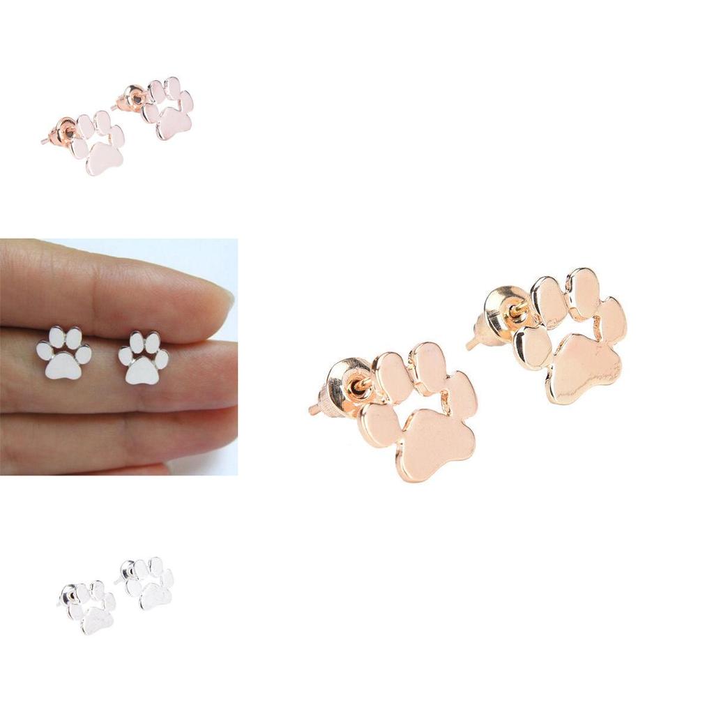 Fashion Dog And Cat Paw Prints Earrings For Children And Pet Lovers In Gold Silver And Rose Gold Finish