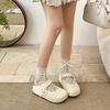 2025 New Summer Thick-soled Heightening Woven Bag Head Half Slippers Women Wear Versatile Mesh Bow Pearl Shoes