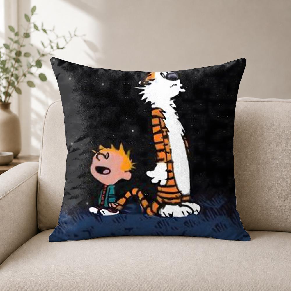 Anime Ccalvin And Hobbes Cushion Cover Wrinkleresistant Short Plush Cushion Covers Breathable Machinewashable