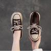 Johnature Genuine Leather Thick Soled Casual Women's Shoes Round Toe Comfortable Lace-up Flat Platform Shoes