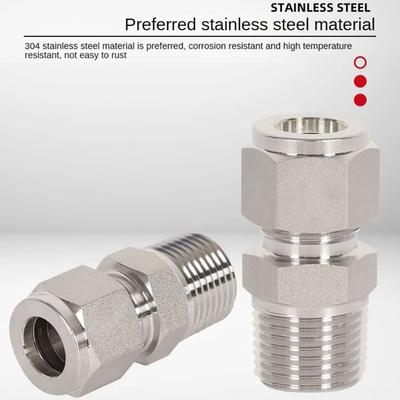 1Pcs 1/8" 1/4" 3/8" 1/2" Male Thread To 3-16mm OD Quick Fitting Stainless Steel 304 SS Tube Connector Double Ferrule