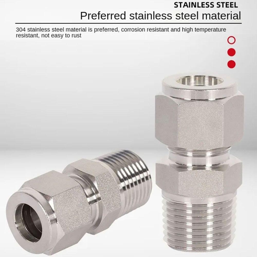 1Pcs 1/8" 1/4" 3/8" 1/2" Male Thread to 3-16mm OD Quick Fitting Stainless Steel 304 SS Tube Connector Double Ferrule