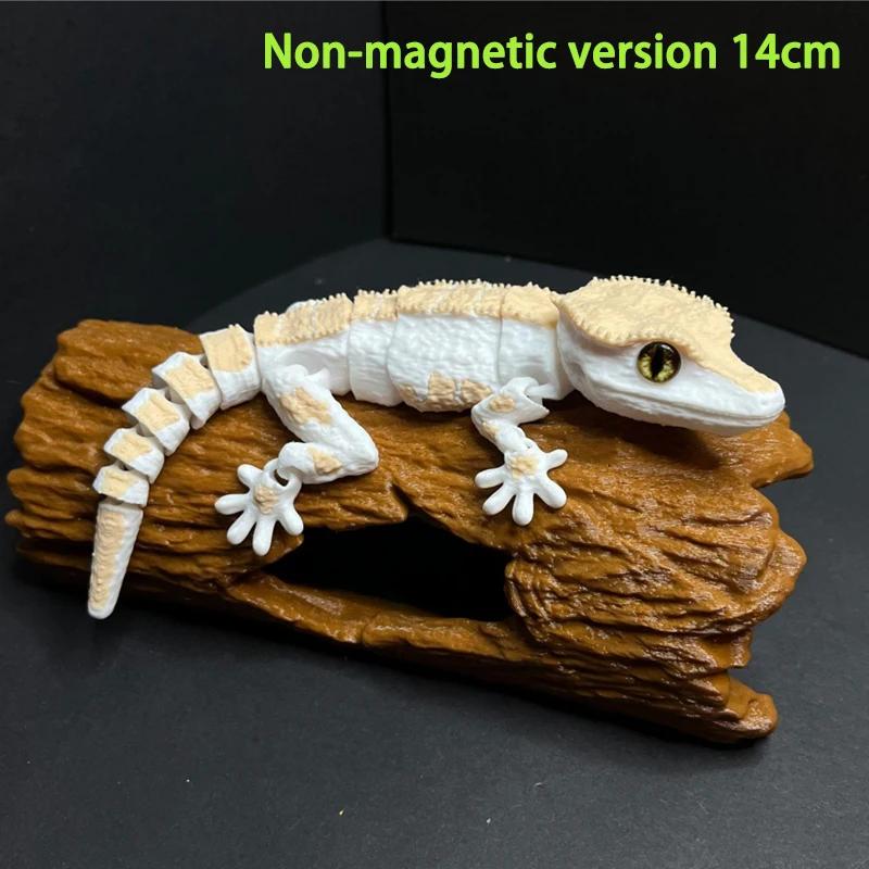 

3D Printed Crested Gecko Figurine with Movable Joints Lizard Fridge Magnet Desk Ornament Home Office Decor for Reptile Lovers