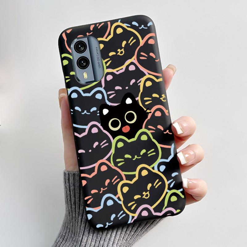 

Shockproof Bumper Soft Cover For Nokia X30 5G Cute New Design Pattern Shell For Nokia XR21 With Jelly Color Viral Black Case Nokia X30 5G