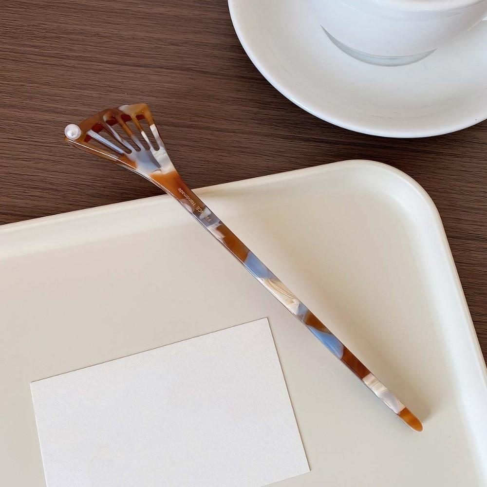 Modern Hanfu Style Acetate Hair Forks Headwear Fan-Shaped Hair Pin Acetic Acid Hair Stick  Girls