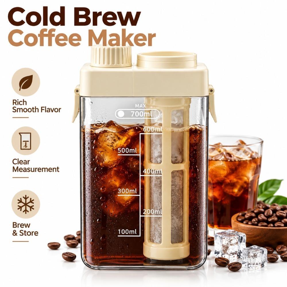 Double Silicone Seal Cold Brew Coffee Maker PP ABS AS Brewing Coffee Carafe  Office Coffee
