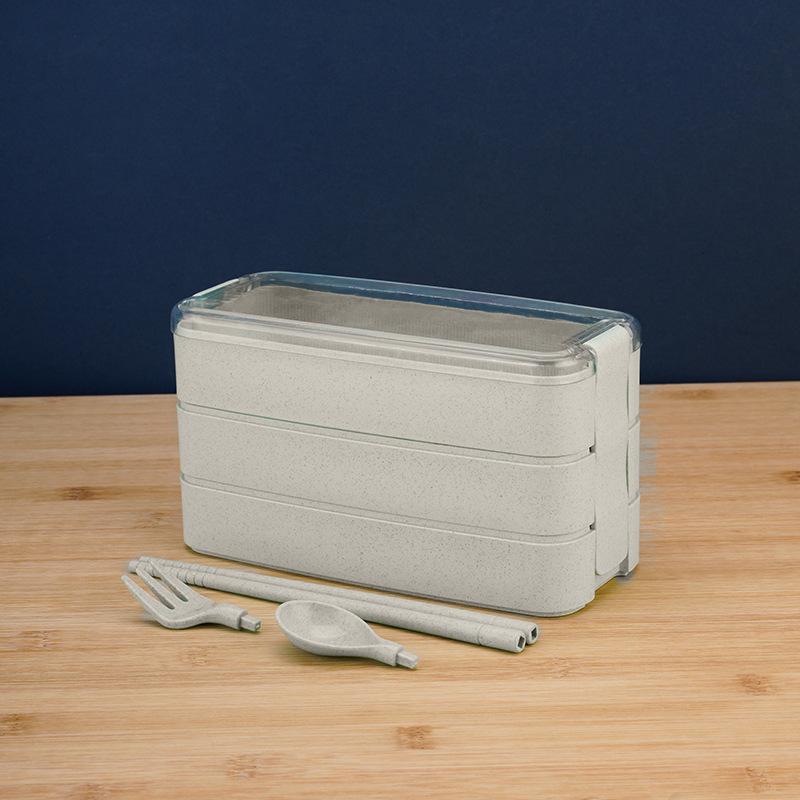 

Portable Three-tiered Office Worker Student Lunch Box bagged бежевый