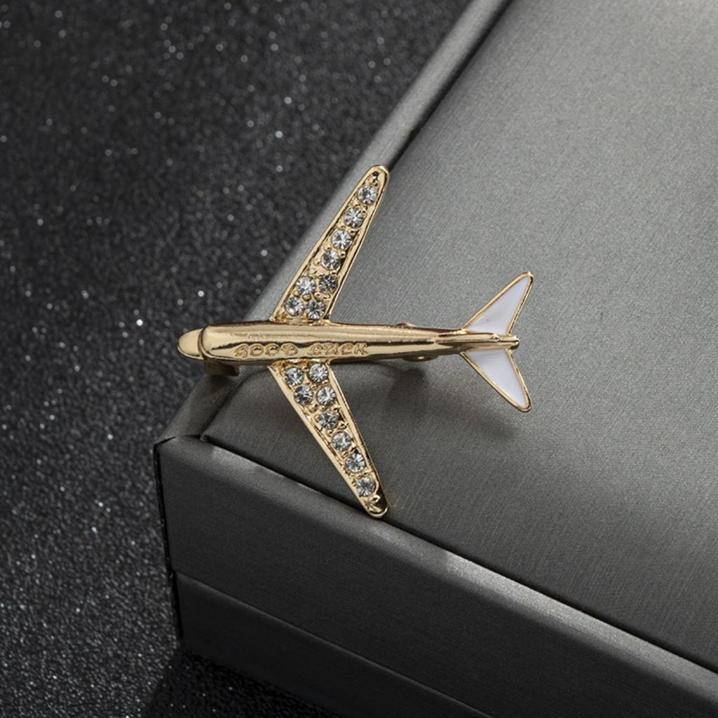 High end personalized diamond studded airplane brooch alloy jewelry exquisite brooch suit accessories wholesale