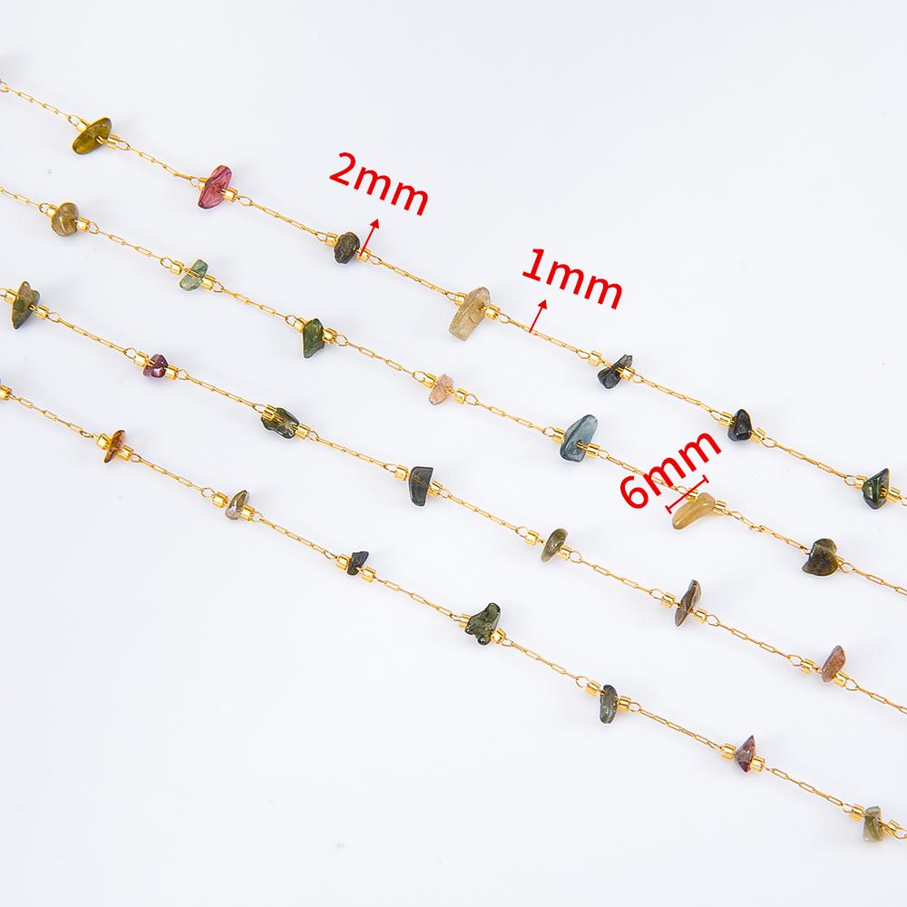 2Meters 1Meter Irregular Stone Stainless Steel Chain Mixed Natural Stones Necklace Bracelet Accessories for Jewelry Making DIY