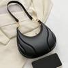 Casual Pu Leather Handbag Tote Underarm Bag Fashionable Crescent Bag  Lady