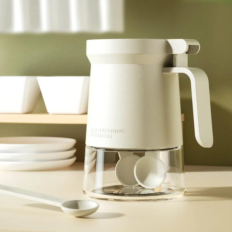 Double Sealed Spice Jar Kitchen Moisture Proof Seasoning Spice Glass Salt Jar with Kitchen Spoon Bottle Accessories