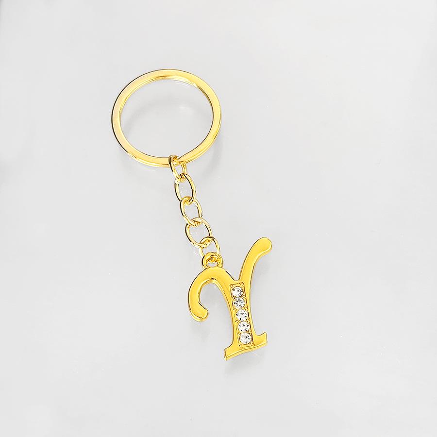 Creative Rhinestone Initials Metal Keychain – Korean Style Car Keyring Party Gift.