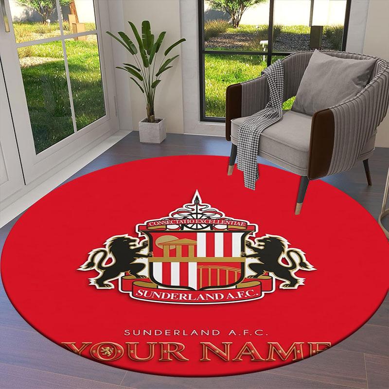 Sunderland A.F Custom Name Round Area Rug,Carpet Rug for Living Room Bedroom Sofa Playroom Decor,Non-slip Floor Mat