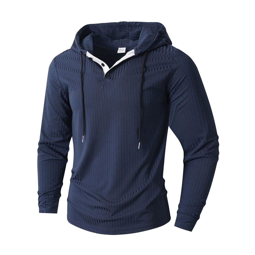 Men's Solid Color Stand Collar Button Sweatshirt Hoodie Men's Sports Large Size Casual Sweatshirt