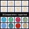 Wax Seal Stamp Head with 26 A-Z Letter Patterns - Retro Copper Design for Envelopes