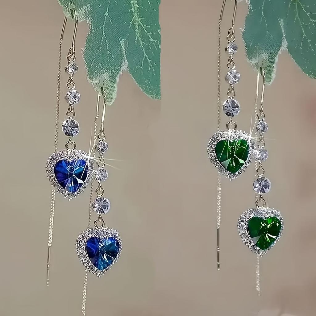1Pair of Love Fringed Ear Line Women's Tide Earrings Simple