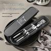 Portable Stainless Steel Cutlery Set: Spoon, Chopsticks, and Fork for Home or Student Use