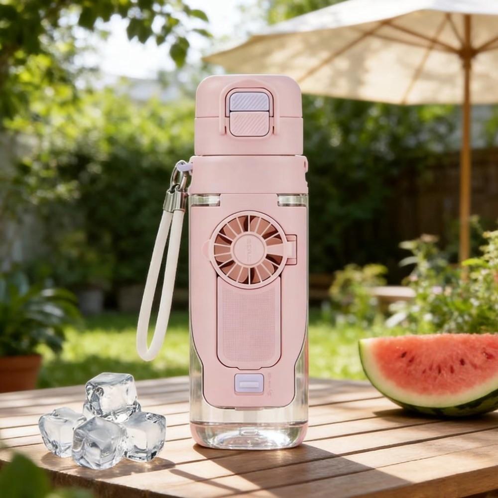 690 ML Hydrationsspray-Fächerbecher Abnehmbarer Lüfter Sport-Trinkflasche 2-in-1 Fächerbecher Sommer