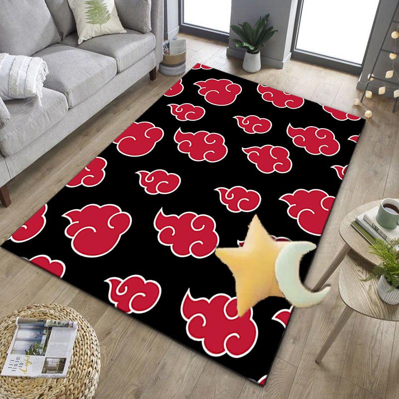 Anime Red Clouds On Black Background Office Rug Chair Mat, Game Carpet, Suitable for Front Door, Bedroom, Living Room, Desk, Holiday Gift
