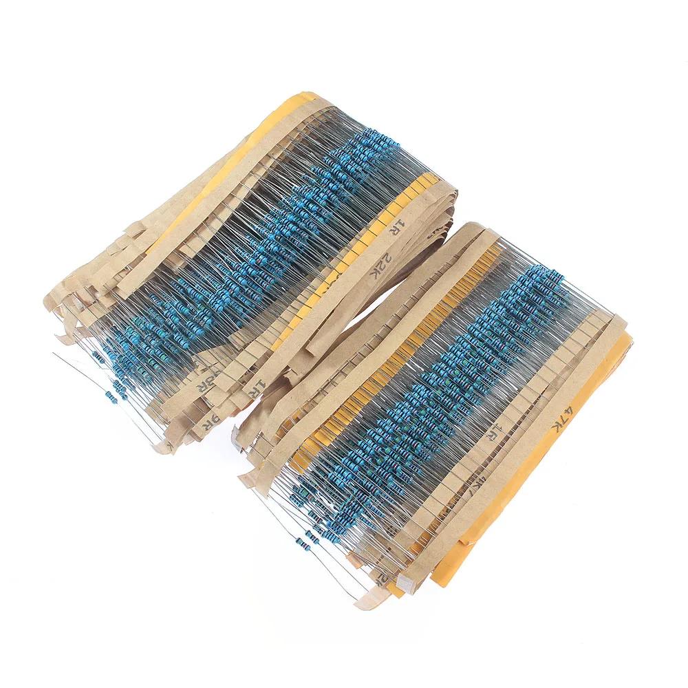 500~2500pcs Metal Film Resistor Assortment Kit 1/4W 1 Ohm to 10M Ohm 1%, DIY Electronic set, for Diverse Electronics Projects