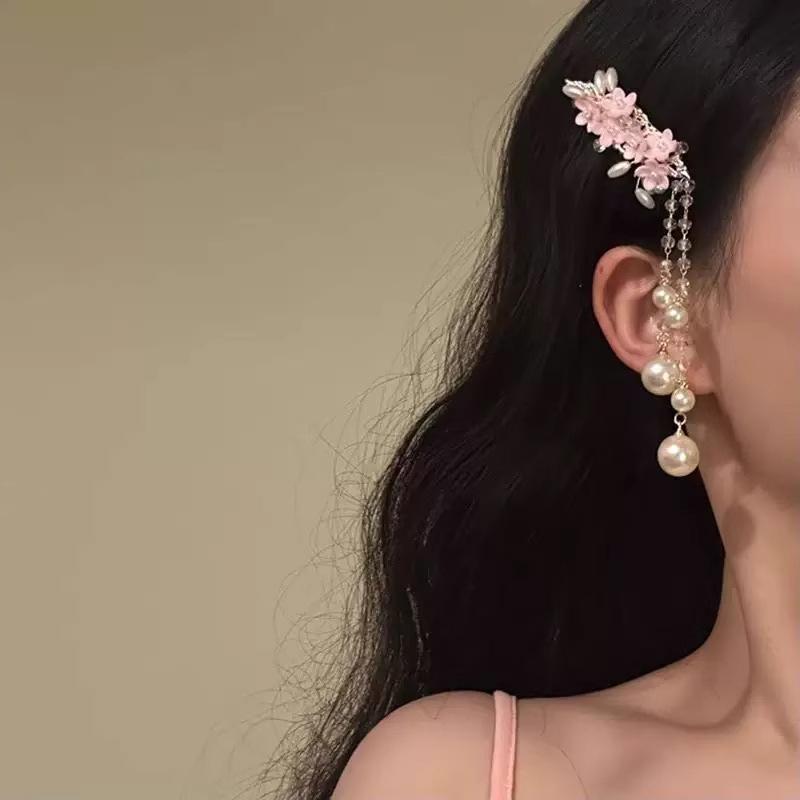 1Pcs Flower Hair Clips For Women   Pearl Tassel Bb Clips Trendy Barrettes Hair Accessories