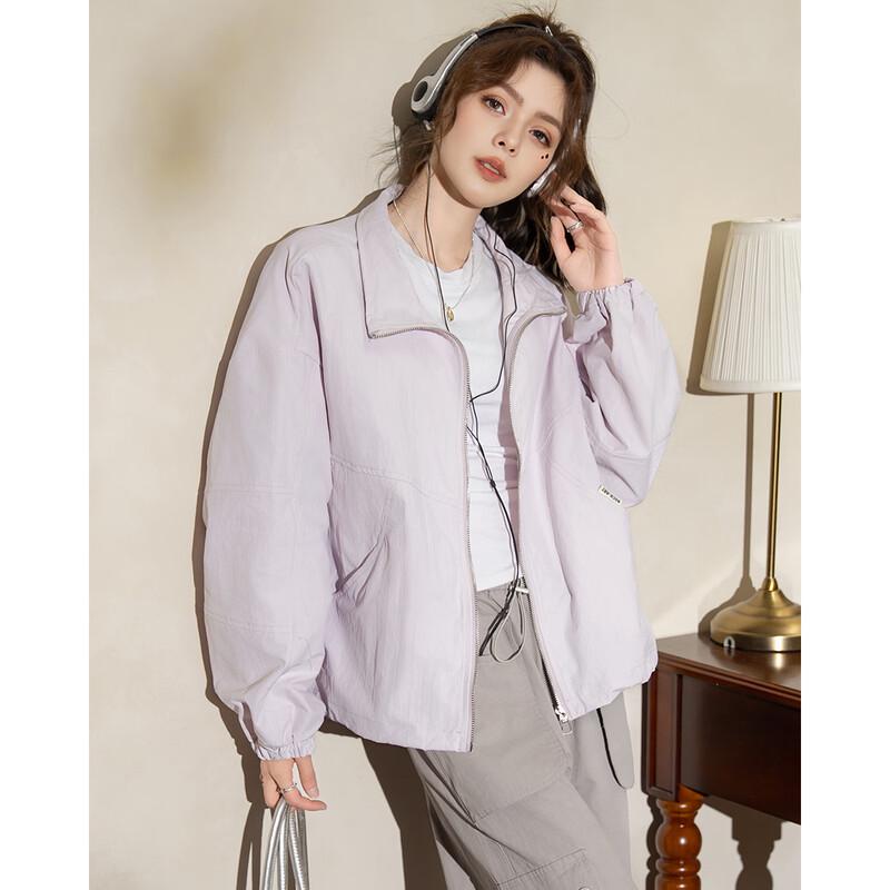 ET BOITE Women's Loose Fit Stand-Collar Casual Jacket