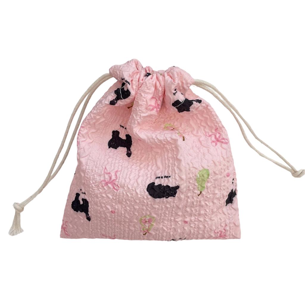 Cute Cartoon Drawstring Bag Storage Pouch Compact Cosmetic Bag Makeup Organizer for Brushes Key Travel Essential