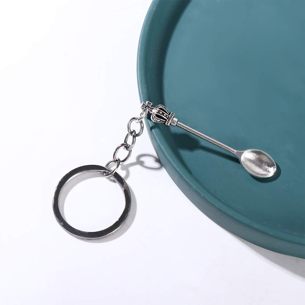 Silver Color Pendant Jewelry Gift Ornaments Trinkets Key Ring Spoon Keychain Metal Key Chain