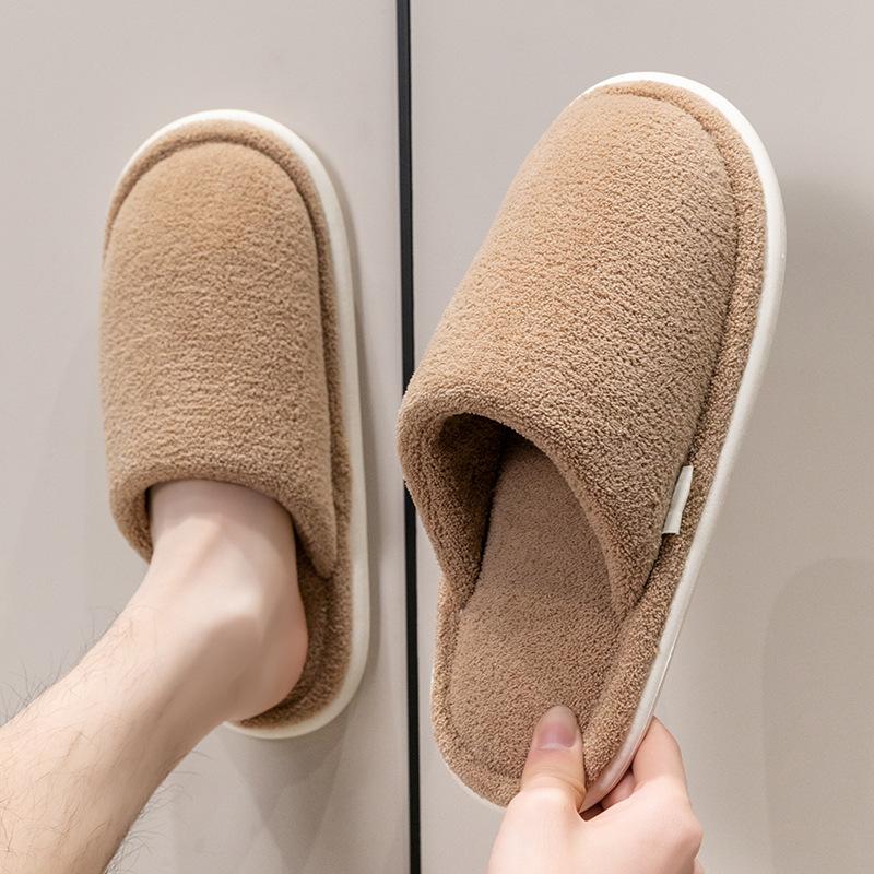 Cotton slippers women winter spring and autumn home use indoor warm non-slip home winter couple plush men