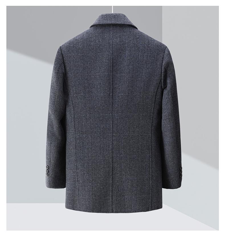 Men's Double-Faced Wool Blend Mid-Length Coat - Business Casual Down Jacket for Middle-Aged Dads