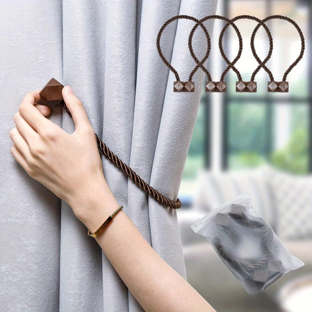 1pc Boho Style Magnetic Curtain Tiebacks - Easy Install, No Drilling Required, Stylish Curtains for Living Room