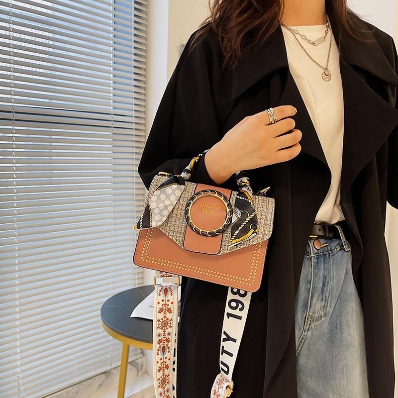 Small Bag Women's Bag 2025 New Trendy Versatile Broadband Messenger Bag Autumn Fashion Silk Scarf Portable Small Square Bag