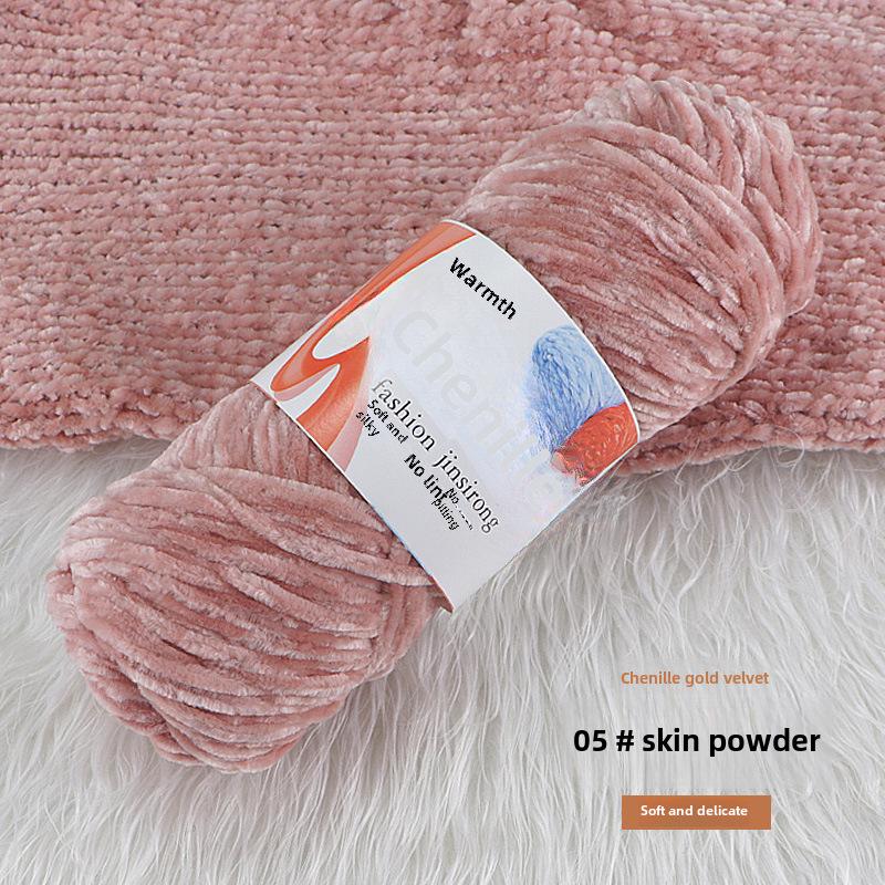 Chenille Gold Velvet Knit Scarf, Hat, Crochet Slippers, Doll Wool DIY Knitting Kit