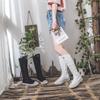 Summer High Top Women's Shoes Knee High Boots Side Zipper Flats Vulcanized Shoes Lace-Up Comfortable Platform Sneakers Female