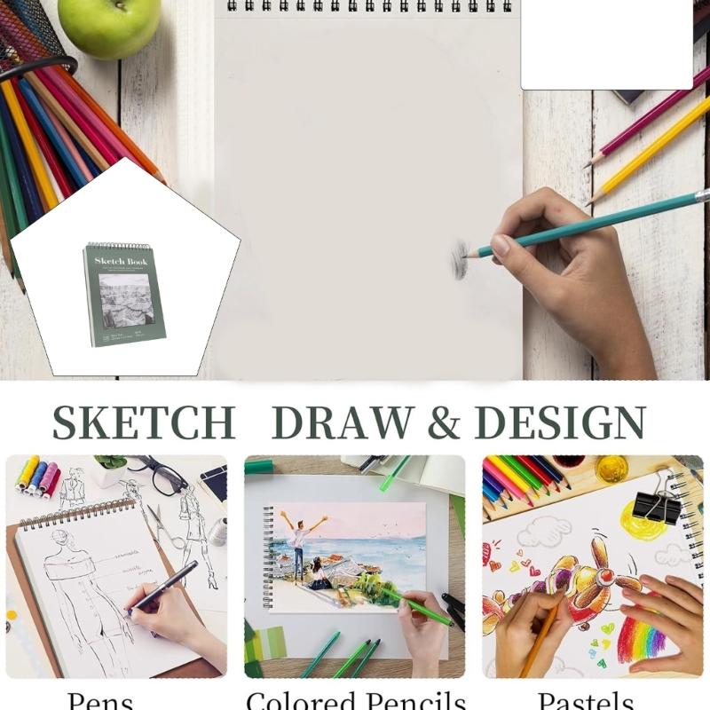 Art Drawing Pad Sketchbook Strong Binding Friendly High Density Paper Resists Bleed Compacts Design For Outdoor Use
