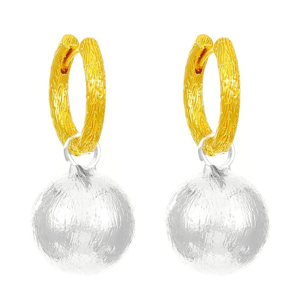 French Matte Round Ball Earrings - Women's Unique, Exaggerated, Stylish Fashion Jewelry