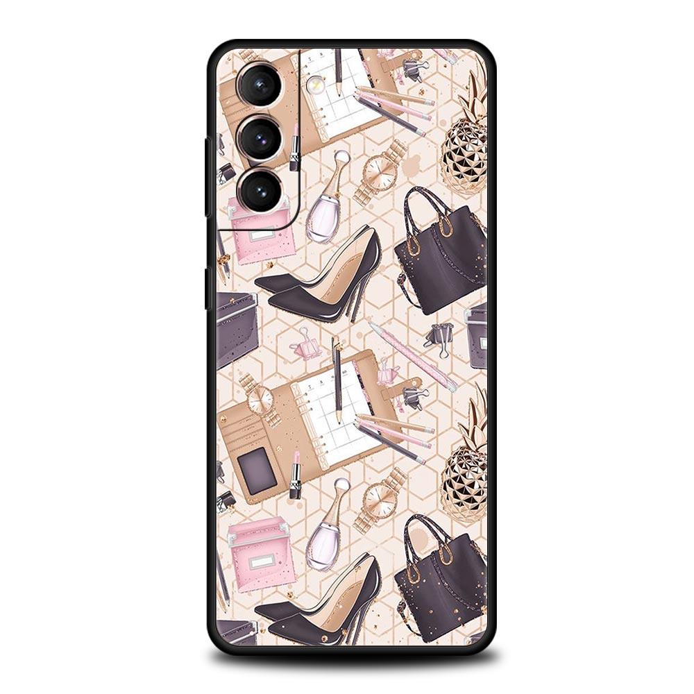 Mode High Heels Mädchen Frau Handyhülle Für Samsung Galaxy S26 Ultra S25 Plus S24 FE S23 S22 5G S21 S20 Hülle Schwarz Weich