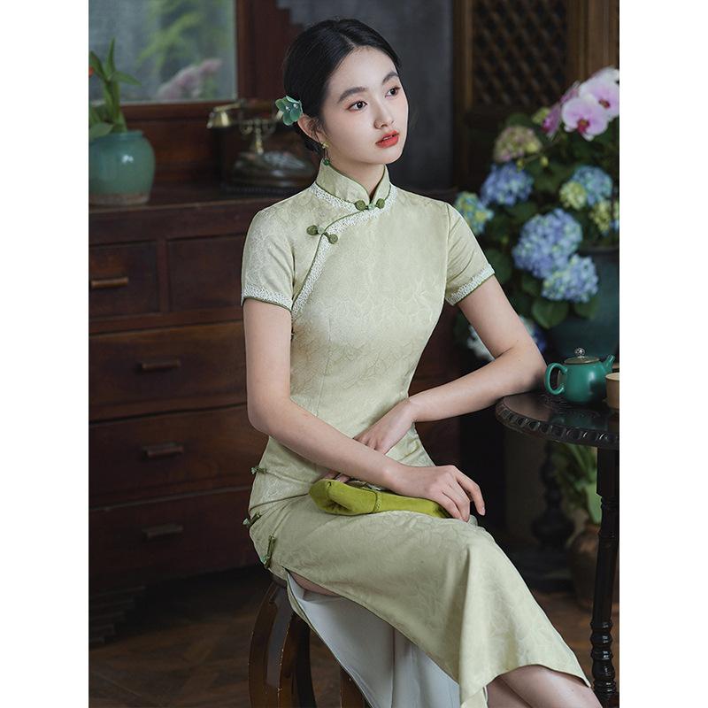 Color blue | green cheongsam new Chinese-style improved young 1011 spring and summer short sleeves retro style daily girl