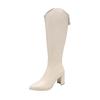 Soft Pu Leather Knee-High Boots Women 2024 Winter Short Plush Thick Heels Long Boots Woman Black Back Zipper Knight