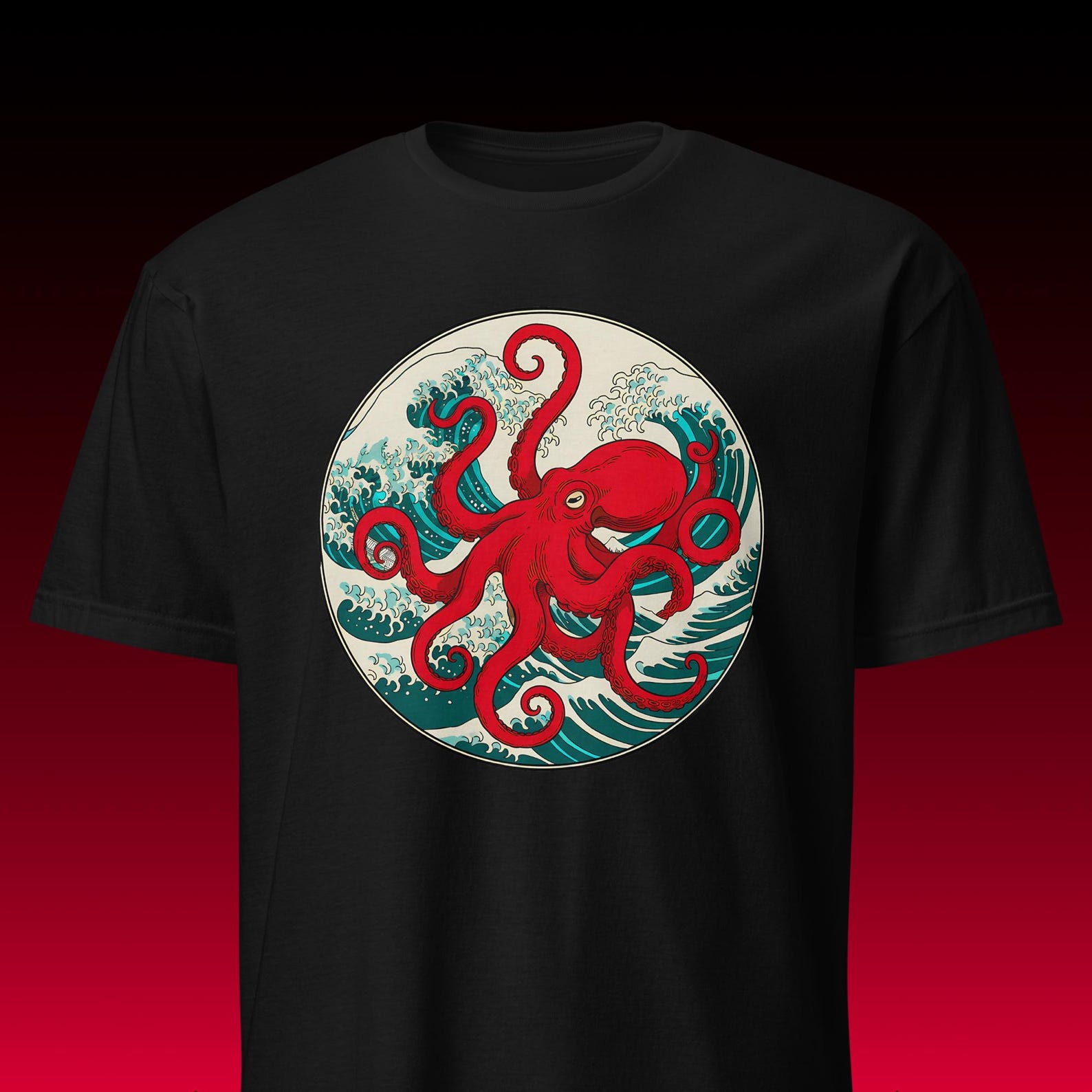 Great Wave Octopus Tee | Japanese Kraken Art | Hokusai Remix M