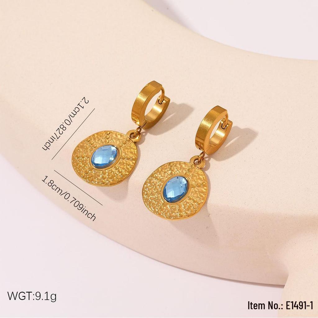 Women's Vintage-Style Stainless Steel Diamond Earrings: High-End, Luxurious, and Elegant