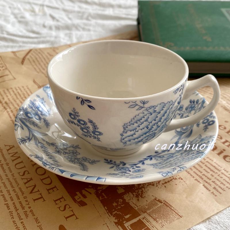 European High-Value Dinnerware Set: Underglaze Color Plate, Deep Plate, Cereal Bowl, Cup & Saucer for Desserts & Steaks.