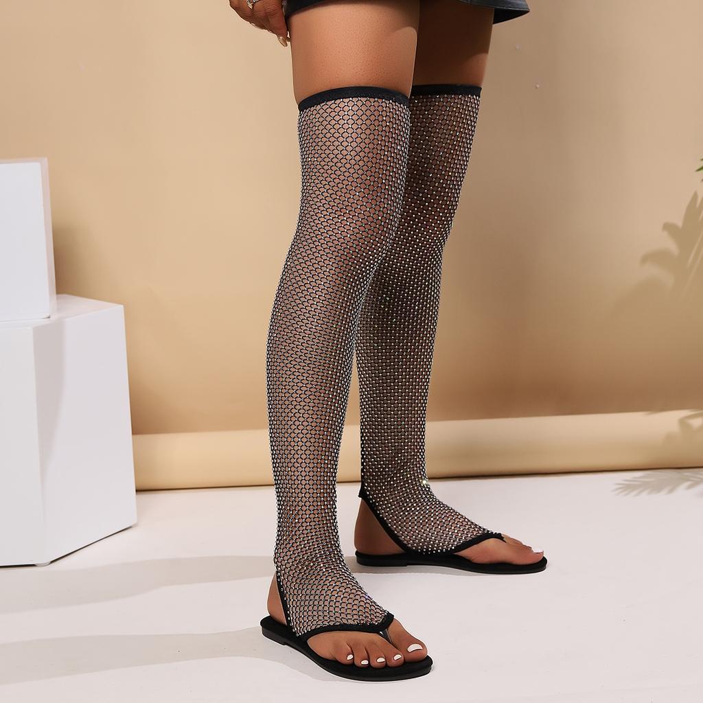 Fashion Flats Sandals Women High Cool Clip Toe Over The Knee Sandals Slingback Fashion Autumn 2024 New Trend Designer Flip Flops Sandals