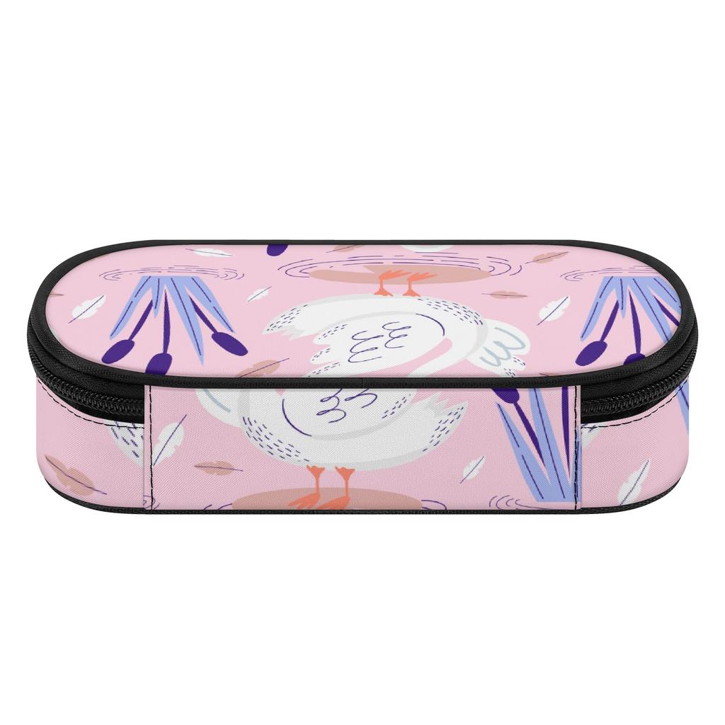 Pencil Pouch Printed Scratch Resistant Polyester Zipper Closure with Mesh Pocket Removable Divider and Pen Slots for Students