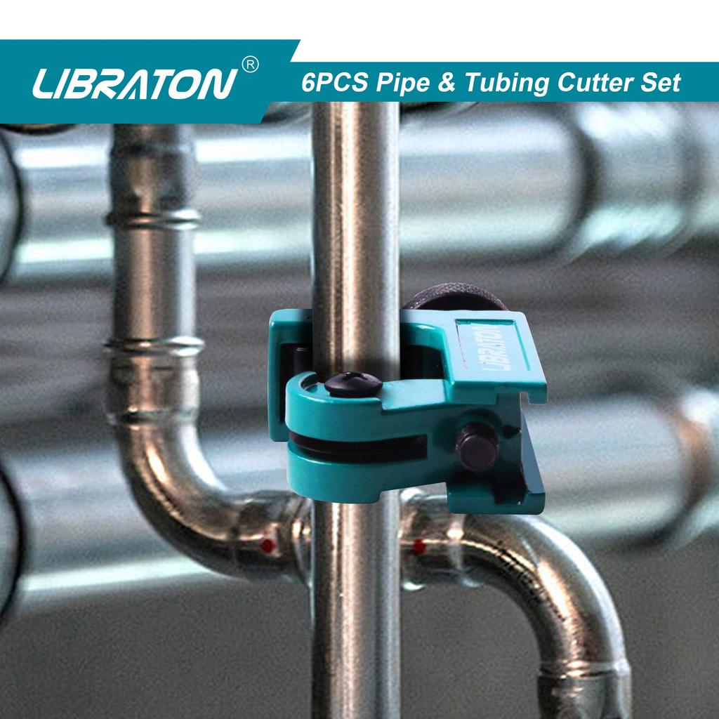 LIBRATON Resin Flexible Pipe Cutter for and Copper Pipes Diameter 32mm and Mini Pipe Cutter with Cutting Capacity of Includes 3 Rolls of PTFE Sealing